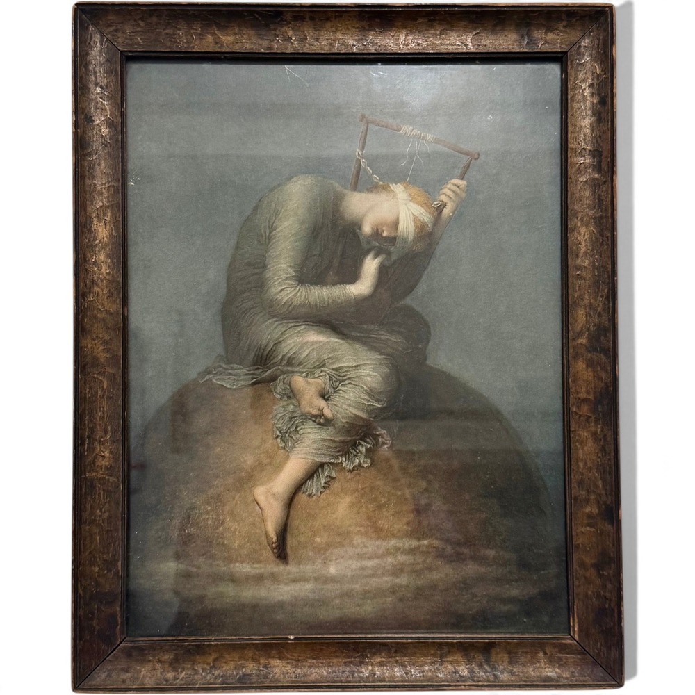 Dark Academia Symbolist Art George Frederic Watts Hope Framed Antique Print